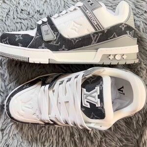 Louis Vuitton Men's Monogram Gray and White Sneakers